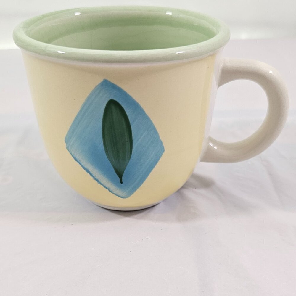 Pier 1 Italy Hand Painted 14 Oz Earthenware Coffee Tea Mugs Cups – Set of 2 - Picture 2 of 16